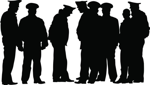 People of special police force on white background